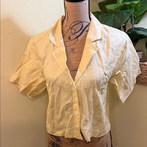 Madewell Yellow Button-Down 100% Linen Shirt NET Medium